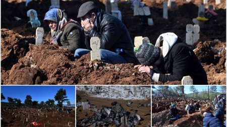Imagini cutremuratoare din Turcia. Trei orase au fost transformate in cimitire | Oamenii sunt <span style='background:#EDF514'>INGROPATI</span> in saci, in gropi comune