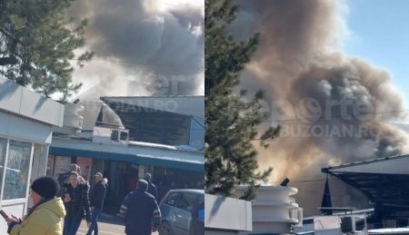 Incendiu puternic in Piata Centrala din Buzau. A fost emis un mesaj Ro-Alert