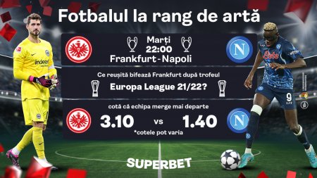 Frankfurt vs Napoli in Liga Campionilor. Planurile dupa un trofeu, fata in fata cu <span style='background:#EDF514'>MAGIA</span> primului loc