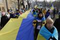 Miting de protest al refugiatilor din Ucraina fata de razboiul declansat de Rusia, in fata ambasadei Kievului la Bucuresti