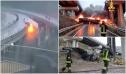 Momentul in care un camion explodeaza, cand cade de pe un viaduct, a fost filmat. Șoferul a murit, pe o autostrada din Italia