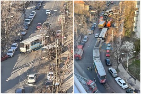 Un tramvai a deraiat in zona Baicului din Bucuresti si a lovit cinci masini