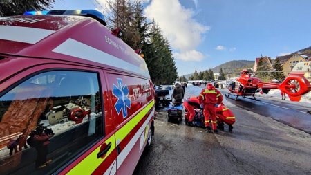Accident pe partia de schi din Sinaia. Un copil de 10 ani si-a fracturat tibia