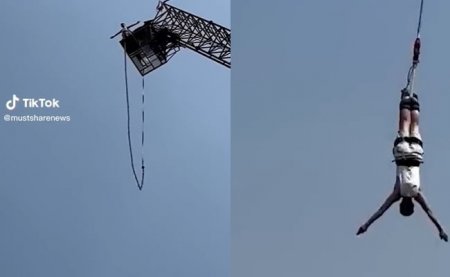 Un turist a supravietuit dupa ce coarda de bungee jumping i s-a rupt in timpul saltului – VIDEO