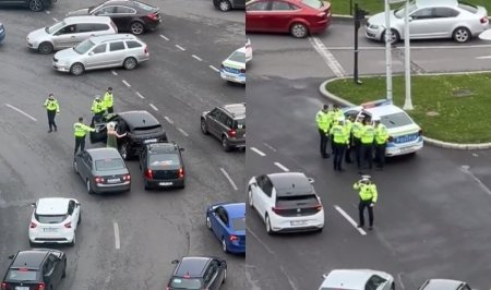 Momentul in care Ana Morodan este oprita in trafic. Doi politisti au condus-o la masina lor – VIDEO