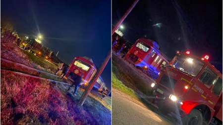 Accident feroviar in Prahova. Un autotren incarcat cu lemne a lovit un tren de calatori