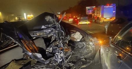 Accident cu sase masini, pe A1, la <span style='background:#EDF514'>CIOROGARLA</span>. Un barbat de 37 de ani a fost transportat la un spital din Capitala