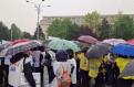 Protest, pe ploaie, in Piata Victoriei. Sindicalistii au iesit in fata Guvernului 