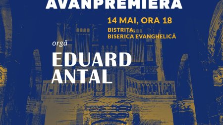 Eduard Antal canta pe orga recent restaurata a Bisericii Evanghelice din Bistrita,  in avanpremiera la editia a V-a a Turneului national Orgile Romaniei