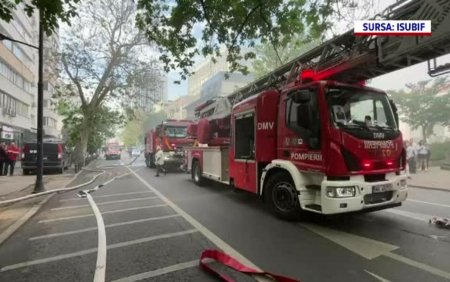60 de pompieri s-au luptat sa stinga incendiul de pe Dorobanti. Pagubele sunt insemnate