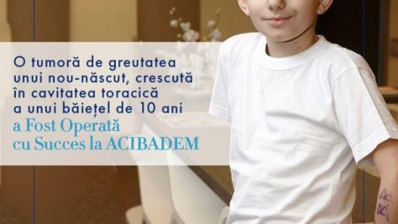 Copil de 10 ani cu o tumora gigant, de peste 3 kg, operat cu succes in Turcia. Renumitul chirurg consulta online si pacienti din Romania