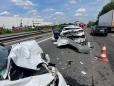 Accident in lant, pe Autostrada A1, la intrarea in Bucuresti. Cinci masini implicate FOTO