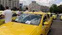Protest al taximetristilor in fata Palatului Victoria, impotriva aplicatiilor de ride-sharing gen Uber si Bold