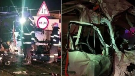 Accident grav pe A1, in Sibiu | Un tanar fara permis a intrat cu o autoutilitara intr-un TIR. El si prietenul lui au murit pe loc