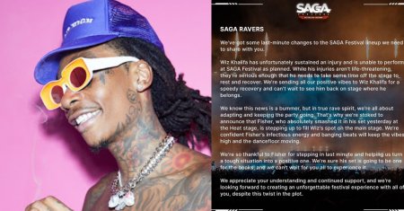 Veste proasta pentru fanii SAGA! Wiz Khalifa anuleaza show-ul din Romania din cauza unei rupturi de cartilaj