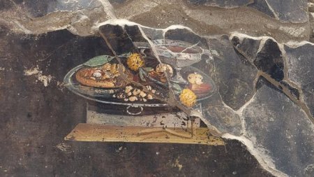 O pictura cu o pizza a fost descoperita de arheologi in ruinele orasului antic Pompei