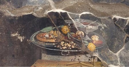 O pictura cu o pizza veche de 2.000 de ani, descoperita in situl arheologic din Pompeii
