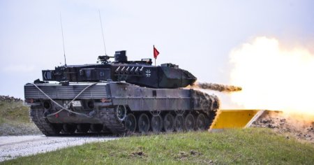 Tancul Leopard 2A4 cu blindaj reactiv, filmat in Ucraina