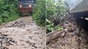 <span style='background:#EDF514'>DOUA TRENURI</span> cu sute de calatori au fost blocate de inundatii in Suceava