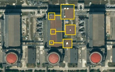Noi imagini din satelit arata forme neidentificate pe acoperisul unui reactor de la centrala nucleara Zaporojie