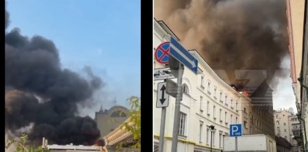 Incendiu de amploare in centrul Moscovei. Arde Cafeneaua Puskin, unul din cele mai celebre restaurante rusesti
