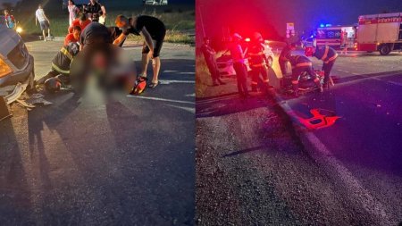 Accident grav in Prahova: motociclist in stop cardio-respirator dupa ce a fost lovit de un microbuz