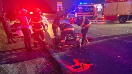Accident groaznic la iesirea din Ploiesti: motociclist in stop cardio-respirator dupa ce a fost lovit de un microbuz