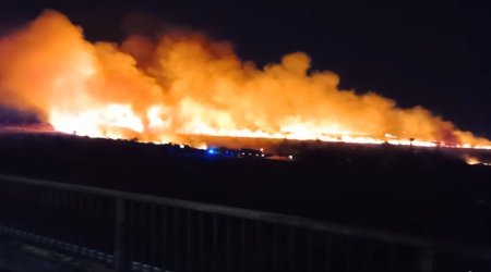 Incendiu puternic de vegetatie, in apropiere de penitenciarul de la Poarta Alba. Pompierii intervin pentru limitarea flacarilor | VIDEO