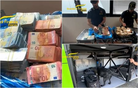 In geamantanele unei femei care calatorea cu autocarul, in Italia, un caine politist a gasit mai mult de un milion de euro