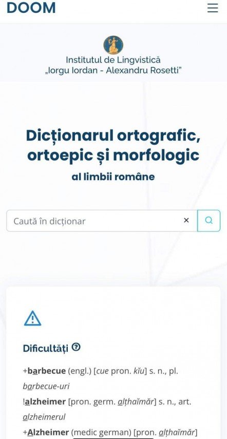Dictionarul ortografic, ortoepic si morfologic al limbii romane - DOOM3, digital