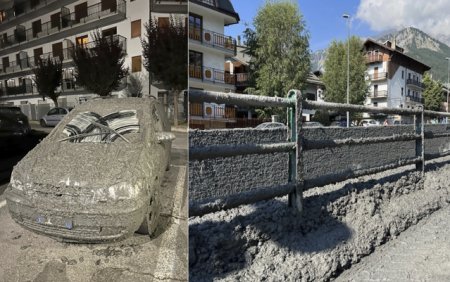 Un oras italian, distrus de o alunecare de teren. Strazile au fost acoperite cu noroi