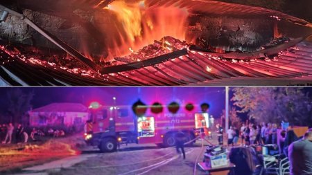 Incendiu la scoala din Umbraresti, langa Targu Bujor | Zeci de pompieri s-au luptat cu flacarile