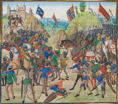 26 august 1346 - In Batalia de la Crecy, arcasii englezi ii nimicesc pe <span style='background:#EDF514'>CAVALERII</span> francezi