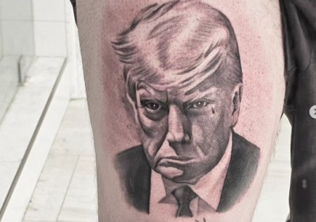 Un american si-a facut un tatuaj urias cu poza lui Donald Trump ca inculpat: Sunt alaturi de el