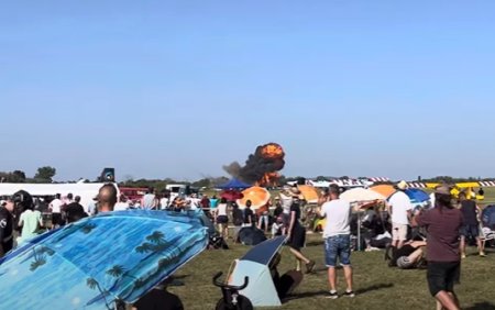 Tragedie! Un avion de mici dimensiuni s-a prabusit in timpul unui show aviatic, in Ungaria