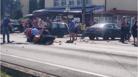 Accident grav intre o masina si o motocicleta, in Cluj. A intervenit elicopterul SMURD