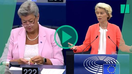 Parlamentul European: Tricota sosete in timp ce Ursula von der Leyen tinea un discurs