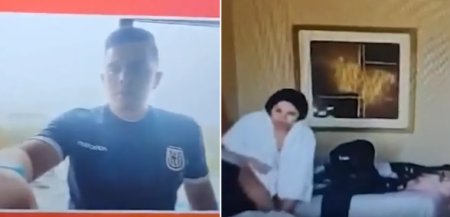 Un jurnalist ecuadorian care a intrat prin apel video intr-o emisiune si-a aratat, din greseala, amanta aproape <span style='background:#EDF514'>DEZBRACATA</span>