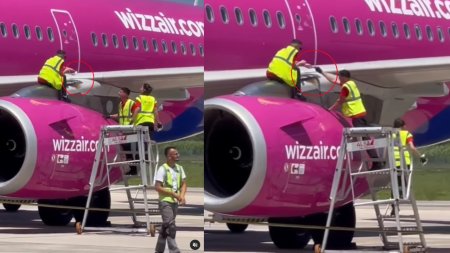 Av<span style='background:#EDF514'>IONELE</span> Wizz Air sunt lipite cu banda adeziva inainte de decolare