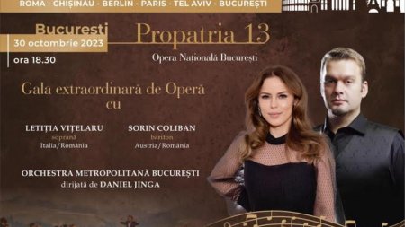 Soprana <span style='background:#EDF514'>LETITIA VITELARU</span> si bas baritonul Sorin Coliban in Gala Extraordinara de Opera, sub bagheta lui Daniel Jinga, pe 30 octombrie, la Opera Nationala din Bucuresti