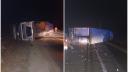 Un sofer ucrainean beat s-a rasturnat cu TIR-ul plin cu cereale pe DN2. Drumul a fost blocat, iar acum se circula pe un singur sens