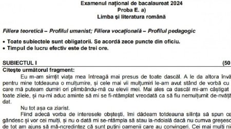 Model de subiect la <span style='background:#EDF514'>LIMBA SI LITERATURA ROMANA</span> de la Bacalaureat 2024, sesiunea de vara