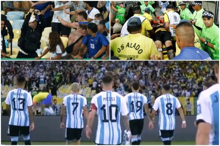 Scene violente la Brazilia - Argentina! Messi a scos echipa de pe teren: NOI IESIM! » Nebunie pe Maracana: fanii s-au batut intre ei, Emi Martinez a sarit la jandarmi!