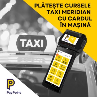 PayPoint Romania isi extinde serviciile in afara zonei de retail si incheie un parteneriat cu Meridian Taxi prin care bucurestenii isi pot plati cursele cu taxiul prin POS. In prima faza vor fi instalate POS-uri PayPoint in peste 1.000 de taxiuri