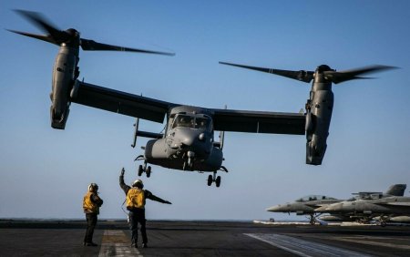 SUA anunta ca au fost <span style='background:#EDF514'>GASIT</span>e ramasite umane dupa prabusirea unei aeronave Osprey in largul Japoniei