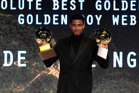 Jude Bellingham a ridicat trofeul Golden Boy la gala din Torino » Superstarul lui Real Madrid a castigat detasat