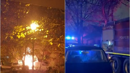 Incendiu urias in Timisoara. Sase masini <span style='background:#EDF514'>AU LUAT FOC</span> in parcarea unui bloc