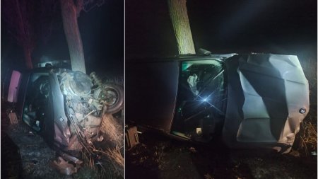 Un tanar de 20 de ani s-a izbit cu masina de un copac, in Campeni, judetul Botosani