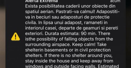 Mesaj Ro-Alert pentru Tulcea si Galati despre caderea unor obiecte din spatiul aerian: Adapostiti-va in beciuri!