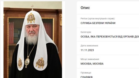 Patriarhul Kiril, liderul Bisericii Ortodoxe ruse, plasat de Ministerul de Interne din Ucraina pe lista persoanelor cautate. Care este motivul
